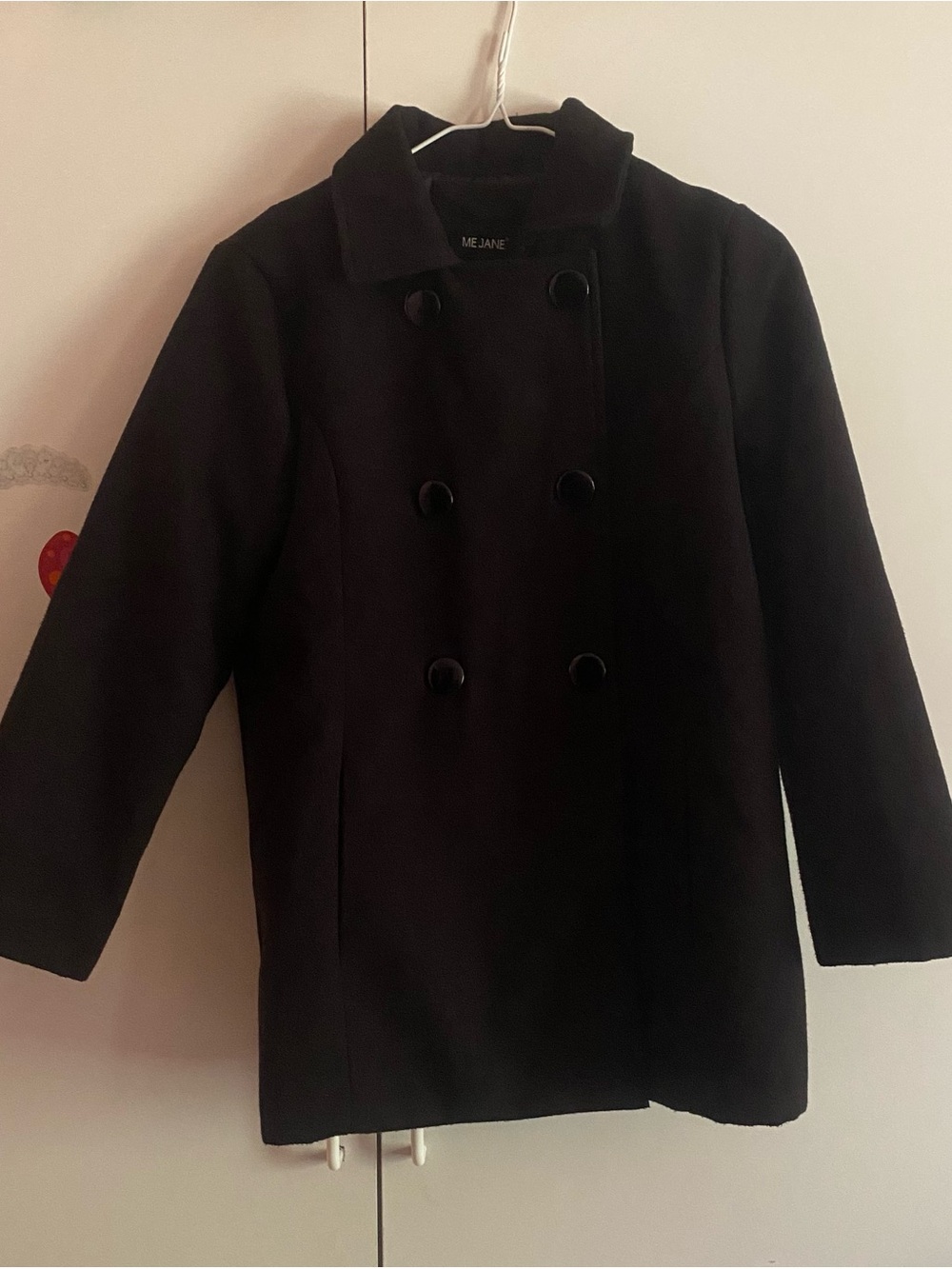 Black Pea Coat with double buttons for Girls